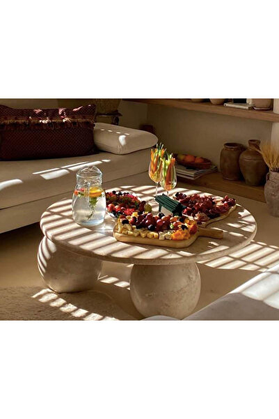 MIARIK DESIGN Antonella-Mermer Tabla 3 Küreli Orta Sehpa