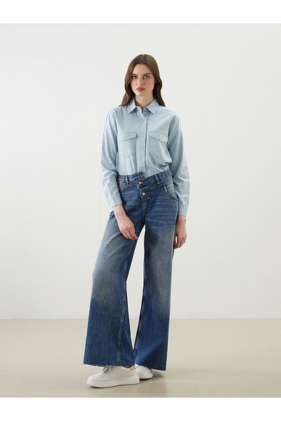 LC Waikiki Cămașă de jeans pentru femei, cu o formă lejeră