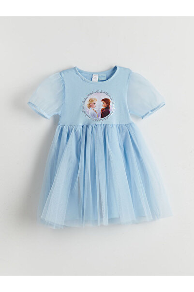 LC Waikiki LCW Kids Lila Elsa Basklı Kız Çocuk Penye Elbise