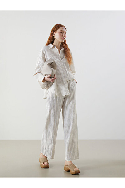 LC Waikiki Vizyon New Season Elastic Waist Linen Blend Women's Trousers