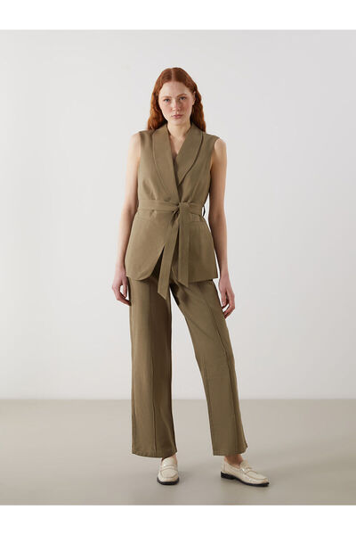 LC Waikiki Nevavm Women's Pleated Trousers with Linen Blend with a Difference