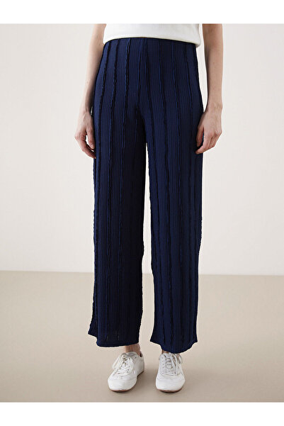 LC Waikiki Elastic Waist Textured Wide Leg Women's Trousers