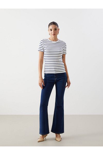 LC Waikiki Tricou de damă cu dungi cu gât