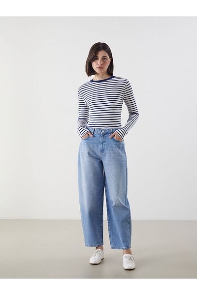 LC Waikiki Γυναικείο κορμάκι LCWK Crew Neck ριγέ