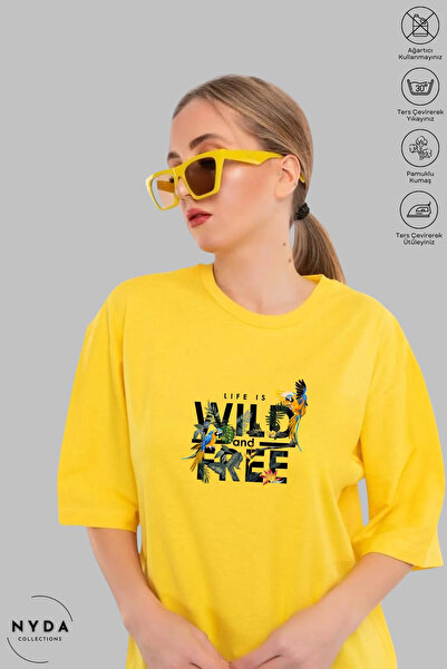 Nyda Collections Unisex majica kratkih rukava sa okruglim izrezom, divlja i s...