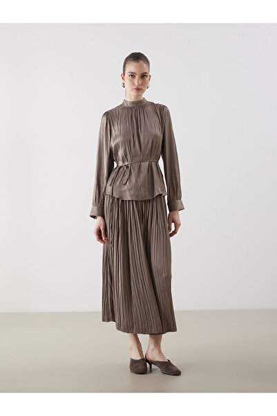 LC Waikiki Özmarka Fusta plisată din satin pentru femei, cu talie elastică, s...