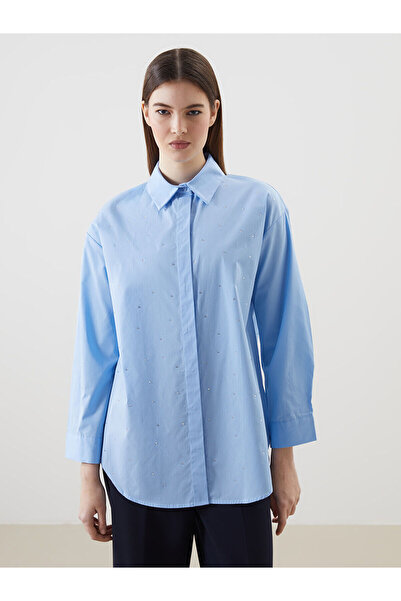 LC Waikiki Vizyon New Season Shiny Stone Poplin Women's Shirt Tunic