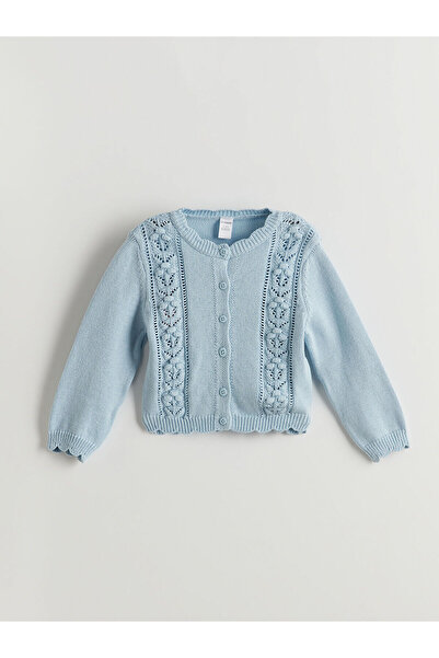 LC Waikiki Özmarka New Season Crew Neck Cotton Girls' Cardigan