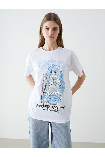 LC Waikiki Tricou de damă cu imprimeu cu gât crew