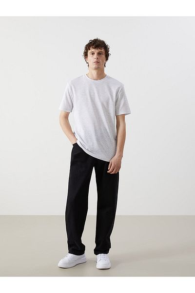 LC Waikiki Tricou texturat pentru bărbați cu mânecă scurtă cu decolteu