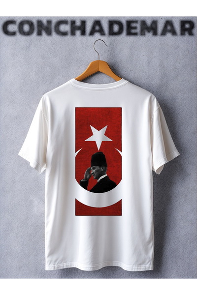 Vordevia Tricou oversize cu imprimeu Ataturk și steag