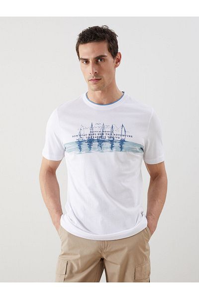 LC Waikiki Ανδρικό μπλουζάκι από χτενισμένο βαμβακερό κοντό μανίκι με λαιμόκοψη