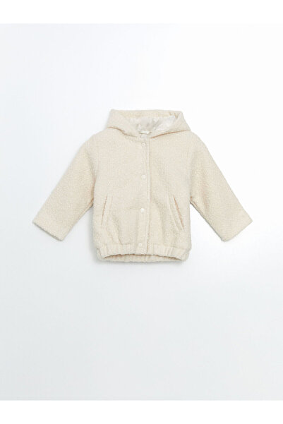 LC Waikiki Create your style with uzg store ecru Hooded girls' bomber jacket