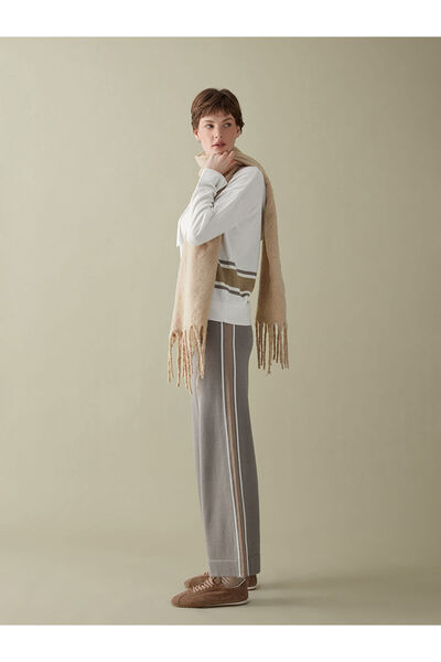 LC Waikiki Peak New Season Elastic Waistband Stripe Detailed Women's Knitwear Trousers