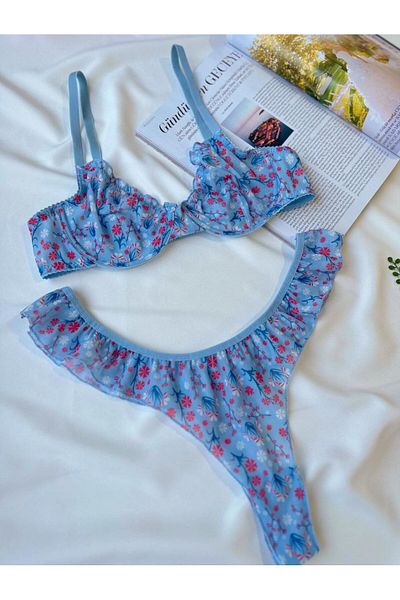 MILANOFOX Set sutien și tanga cu braletă romantică florală (aniversare, ocazie specială)