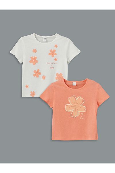LC Waikiki Crew Neck Floral Girl's T-Shirt 2-Piece