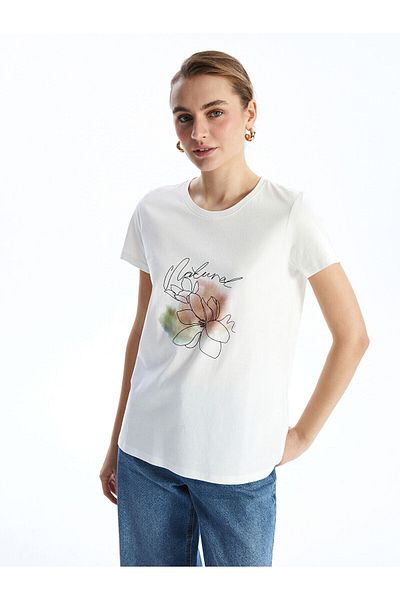 LC Waikiki Γυναικείο μπλουζάκι με στάμπα Crew Neck