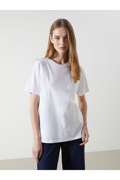 LC Waikiki Tricou de damă cu gât cu flori