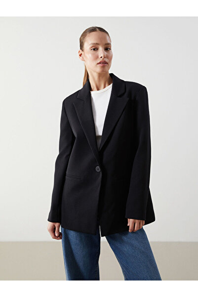 LC Waikiki Lcwaikiki Classic Black Women's Blazer Jacket with Nevavm Differen...