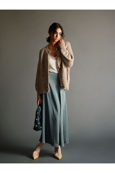 LC Waikiki Fusta de damă din satin cu fermoar în talie Özmarka, sezon nou