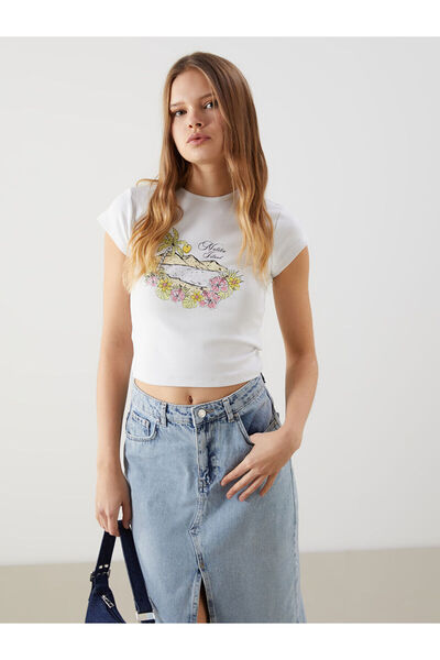 LC Waikiki Γυναικείο μπλουζάκι Özmarka New Season με λαιμόκοψη ποδηλάτου και ...