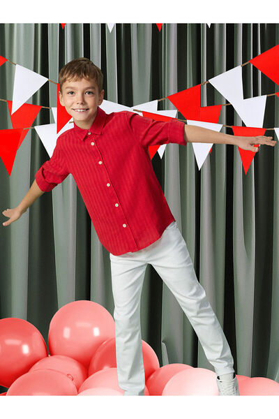 LC Waikiki LCW Erkek Çocuk Dokulu Uzun Kollu Gömlek