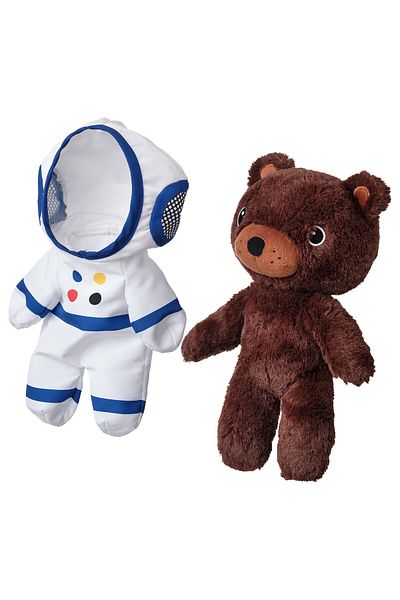 IKEA AFTONSPARV Soft toy with astronaut suit, bear, 28 cm