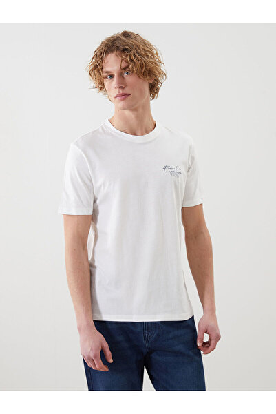 LC Waikiki Nevavm Oval Collar Plain Combed Cotton Men's T-Shirt with a Differ...