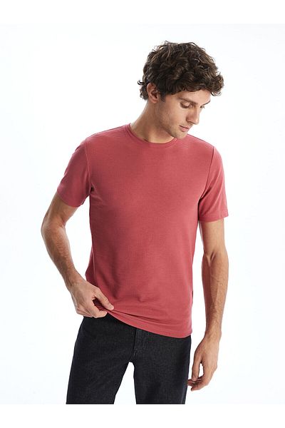 LC Waikiki Tricou texturat pentru bărbați cu mânecă scurtă cu decolteu