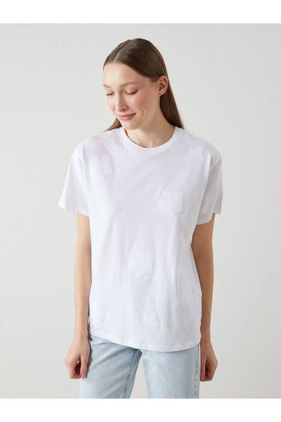 LC Waikiki Tricou de damă cu gât cu flori