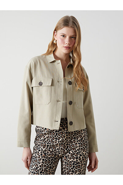 LC Waikiki XSIDE Damenjacke aus Leinenmischung mit Hemdkragen