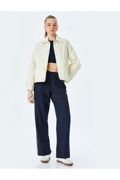 Koton New Season Quilted Pocket Snap Button Oversize Long Sleeve Jacket