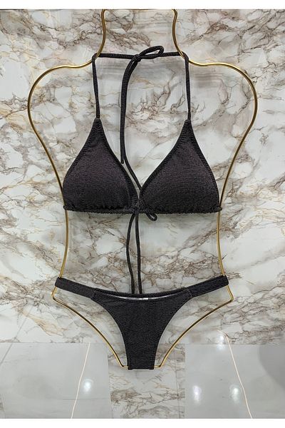 XORVİO Γυναικείο Σετ μπικίνι με ελαστικό λαιμό Lycra New Season με κομψό κορδόνι