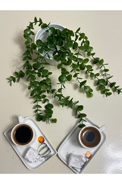 Lilac Home Yapay Çiçek Kahve Köşelik Mini Okaliptus