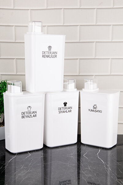 dnshome 4'lü Kendinden Ölçekli Deterjan Saklama Kabı Renkliler Beyazlar Siyah...