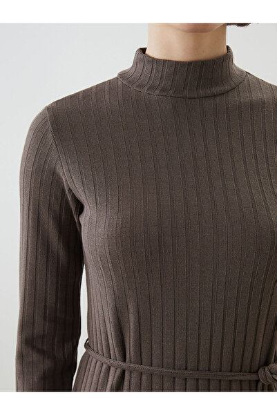 LC Waikiki Καφέ ψηλός λαιμός Γυναικείο τουνίκ με υφή