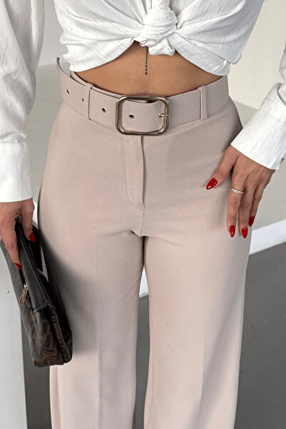 Paw Garage Γυναικεία Ζώνη Bella Λεπτομερής ελαστικό ύφασμα Υφασμάτινη παντελόνι palazzo