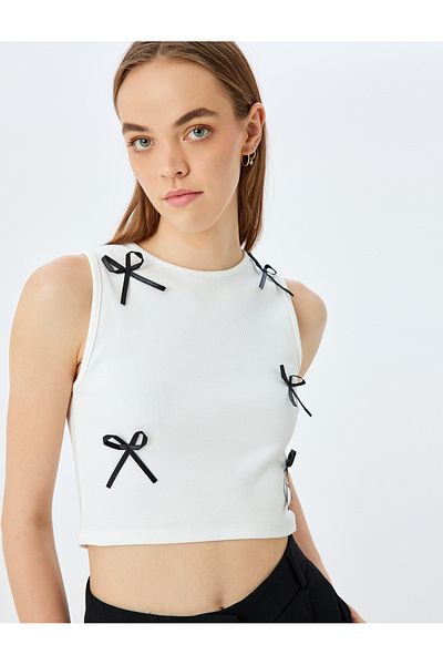 Koton New Season Bow Crew Neck Sleeveless Crop Top