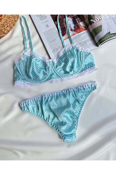 MILANOFOX Set de lenjerie intimă cu sârmă, cu detaliu din satin și dantelă Gingham