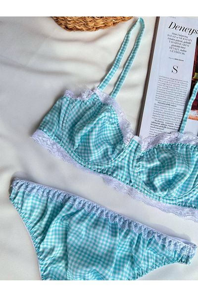 MILANOFOX Set de lenjerie intimă cu sârmă, cu detaliu din satin și dantelă Gingham