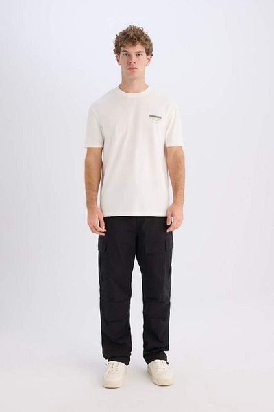 DeFacto Ανδρικό T-shirt Ecru D7331ax/er105