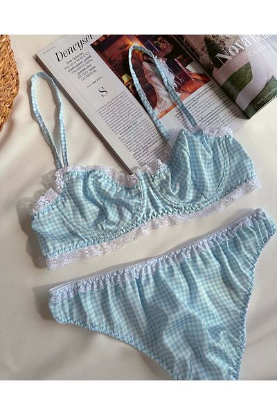MILANOFOX Set de lenjerie intimă cu sârmă, cu detaliu din satin și dantelă Gingham