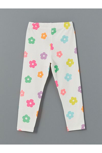 LC Waikiki Girl's Floral Tights with Elastic Waist