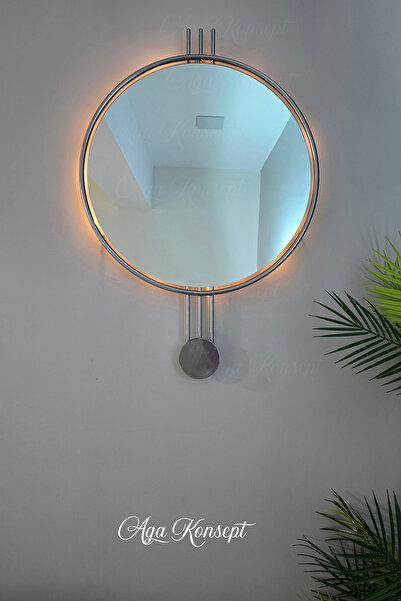 AGA KONSEPT LED li AMEDİ Ayna GÜMÜŞ / Krom Rengi 60 cm Dekoratif Hol Koridor ...