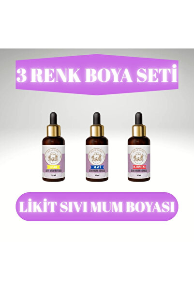 Misse 3'lü Kırmızı, Sarı, Mavi 10 ML Likit Sıvı Mum Boyası Seti Mum Yapma Pig...