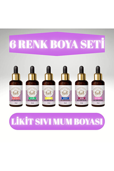 Misse 6'lı Kırmızı, Yeşil, Sarı, Mavi, Mor, Pembe 10 ML Likit Sıvı Mum Boyası Seti Mum Yapma Pigment