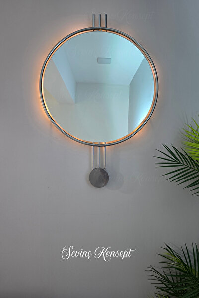 SEVİNÇ KONSEPT LED li AMEDİ Ayna GÜMÜŞ / Krom Rengi 60 cm Dekoratif Hol Korid...