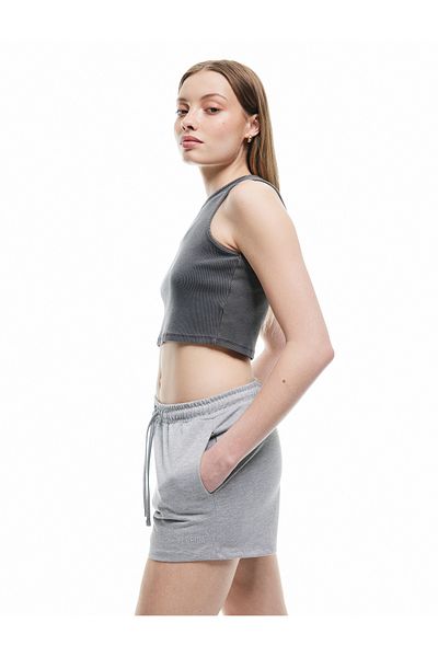 Koton New Season Waist Lace-Up Embroidered Slim-Fit Pocket Mini Shorts
