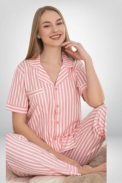 Alissa Дамски комплект пижама на райета от памук: VRY Alissa VR.AL.K62.T84.85.Y011