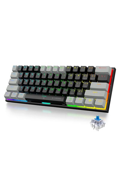 e-yooso Z-11 61 Keys Mechanical Gaming Keyboard,Blue Switch 60% Wired Compact Keyboard